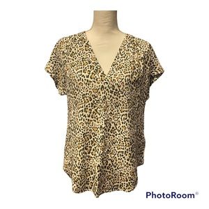 Gap Short Sleeve Leopard Print Top Small NWT
